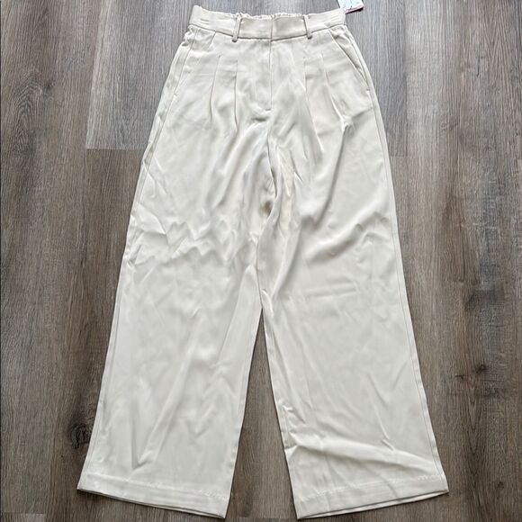 French Connection Cream Trousers Wide Leg - Picture 1 of 4